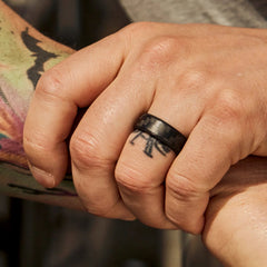 8mm Beveled Ring Set - Carbon Fiber 3K