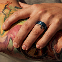 8mm Beveled Ring Set - Alpine Navy