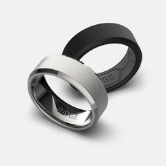 8mm Beveled Ring Set - Platinum - Tantalum