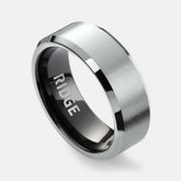 8mm Beveled Ring Set - Platinum