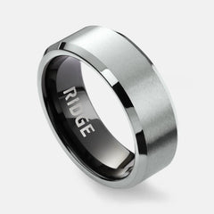 8mm Beveled Ring Set - Platinum