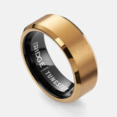 8mm Beveled Ring Set - 24K Gold