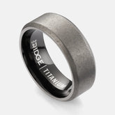 8mm Beveled Ring Set - Stonewashed Titanium