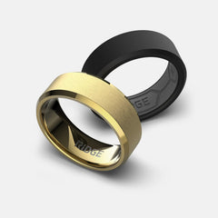 8mm Beveled Ring Set - 24K Gold - Tantalum