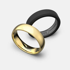 6mm Rounded Ring Set - 24K Gold - Tantalum