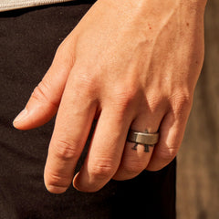 8mm Beveled Ring Set - Stonewashed Titanium