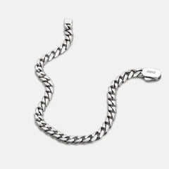 6mm Curb Bracelet - Platinum - Medium