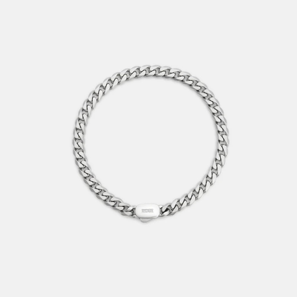 6mm Curb Bracelet - Platinum - Large