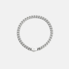6mm Curb Bracelet - Platinum - Large