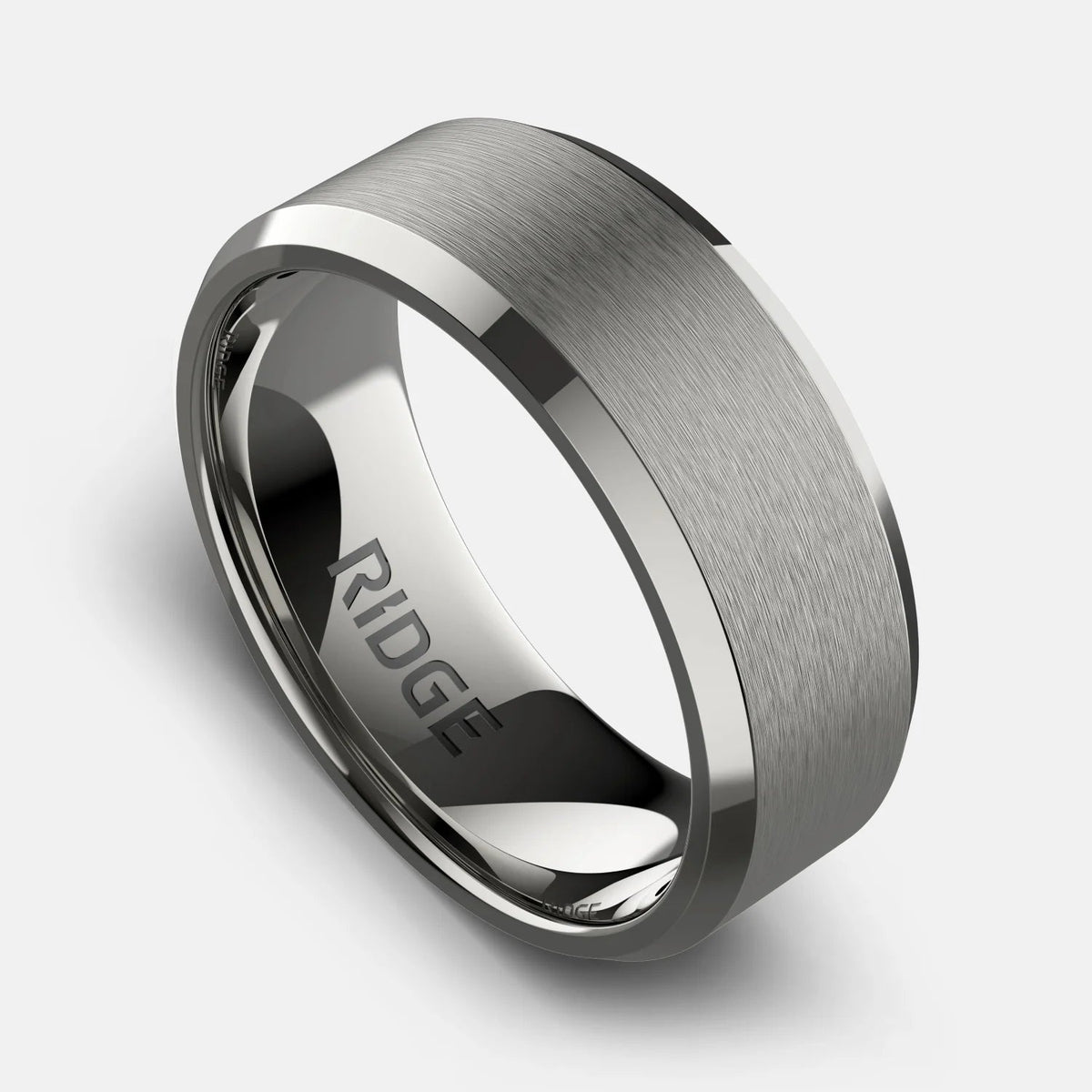 8mm Beveled Ring Set - Platinum - Tantalum