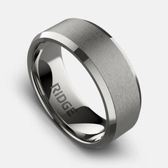 8mm Beveled Ring Set - Platinum - Tantalum