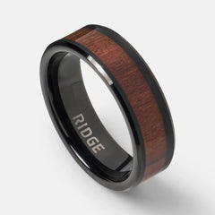 8mm Beveled Ring Set - Mopane Wood