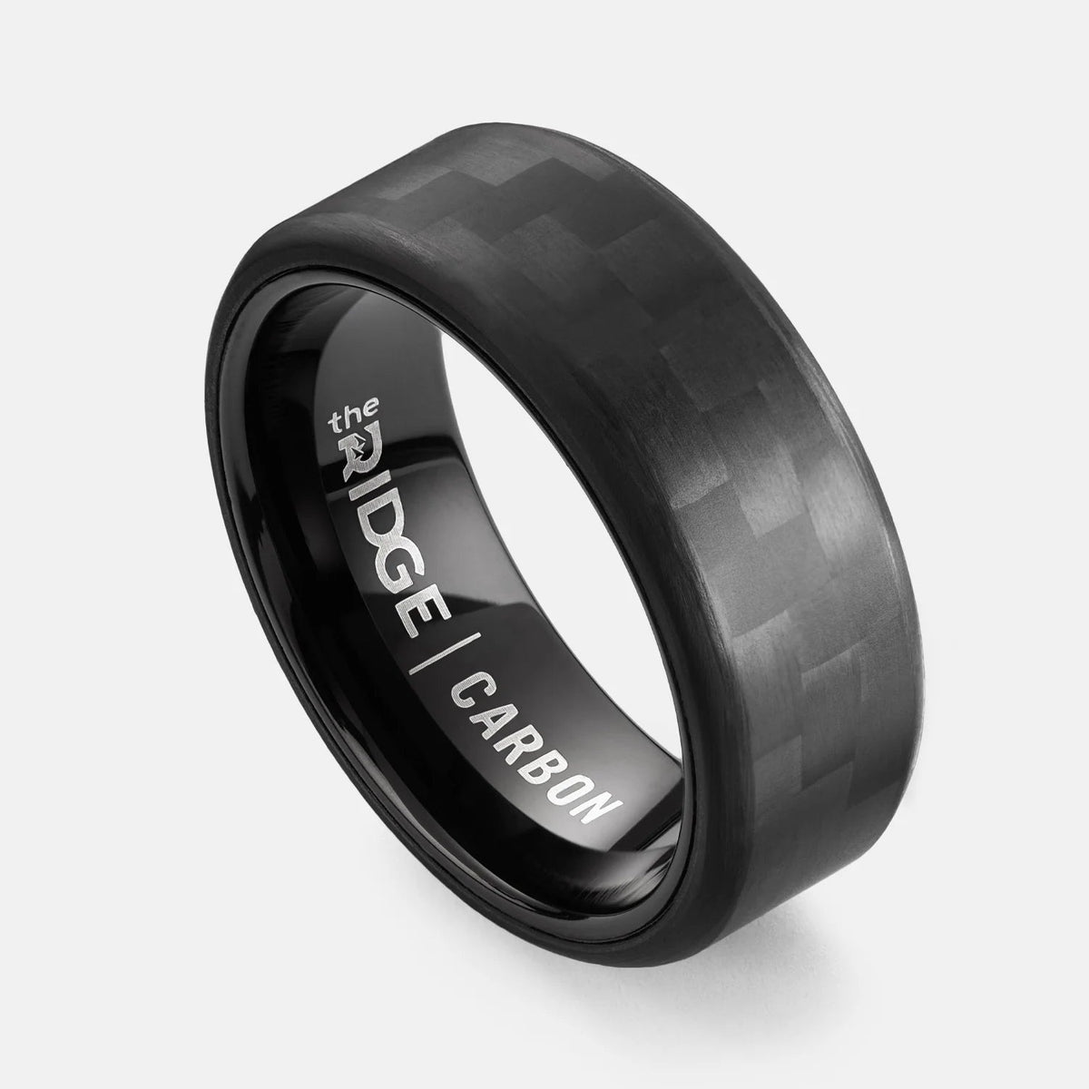 8mm Beveled Ring Set - Carbon Fiber 3K