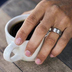 8mm Beveled Ring Set - Platinum