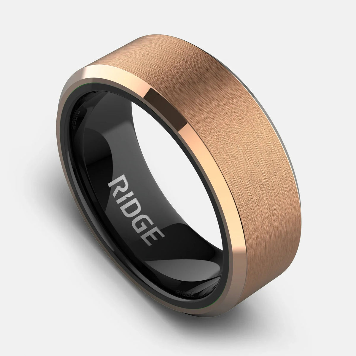 8mm Beveled Ring Set - 18K Rose Gold
