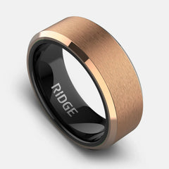 8mm Beveled Ring Set - 18K Rose Gold