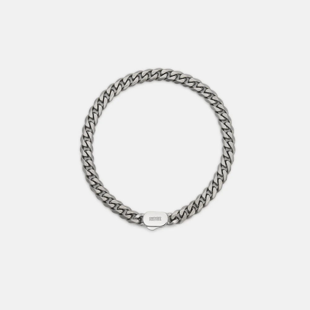 6mm Curb Bracelet - Titanium - Medium