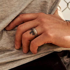 6mm Rounded Ring Set - Stonewashed Titanium